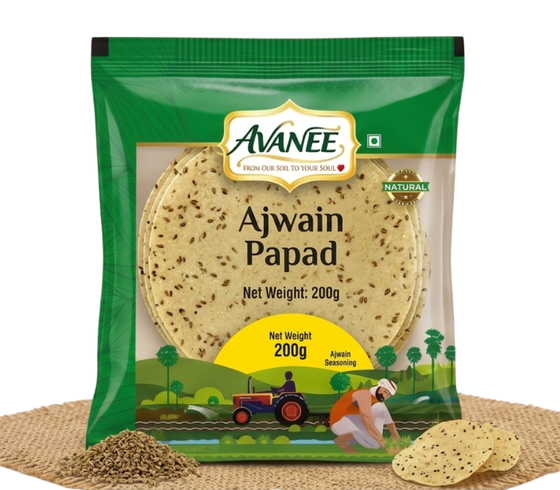 AVANEE Khichiya Rice Papad Ajwain 200g pack of traditional carom seeds chawal papad