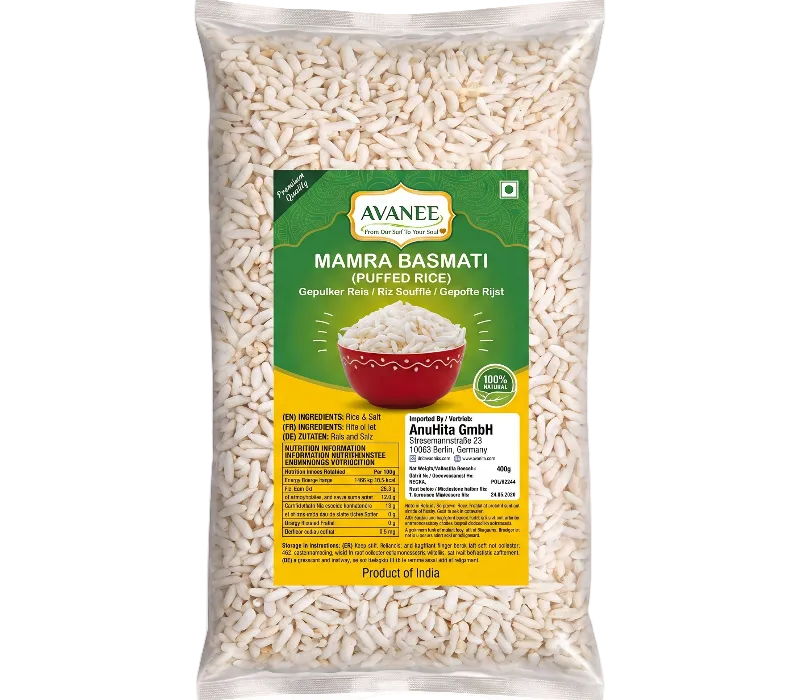 AVANEE Premium Mamra Basmati 400g pouch of crispy puffed basmati rice murmura