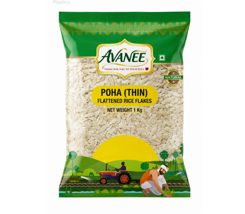 AVANEE Thin Poha 1 kg | Premium Paper Flattened Rice / Thin Aval