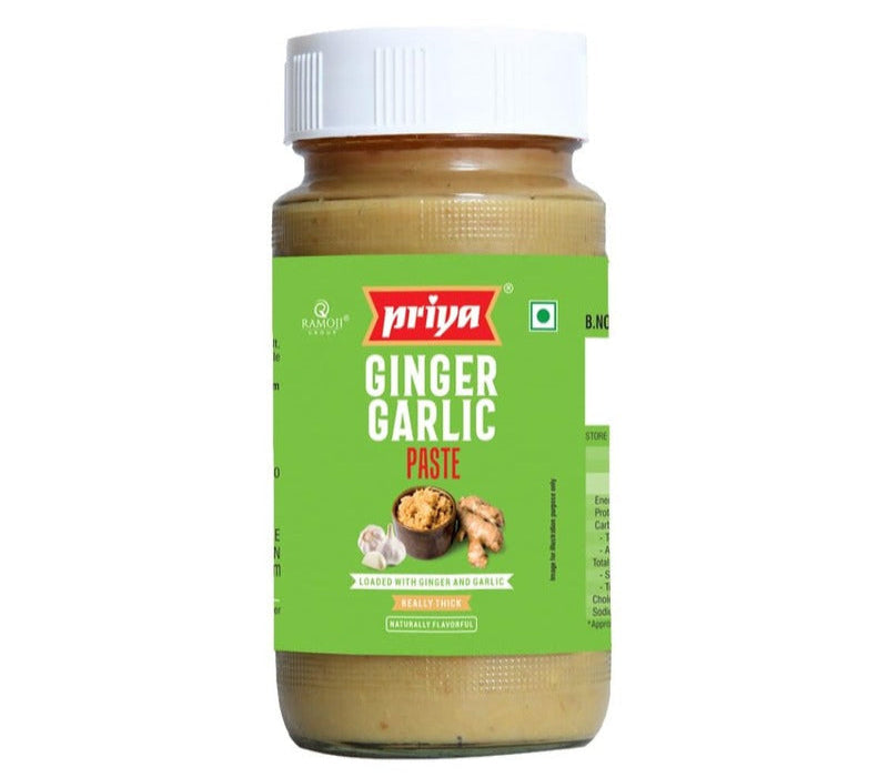 Priya ginger garlic paste 300g jar – ready-to-use blend for Indian cooking, curries, and marinades