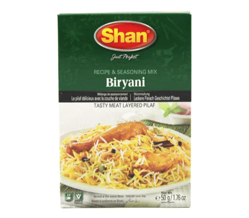 Shan Biryani masala 50g pack – aromatic spice blend for authentic Indian biryani with rich flavors