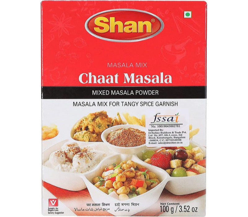 Shan chat masala 100g pack – tangy and spicy Indian seasoning for salads, snacks, and street food