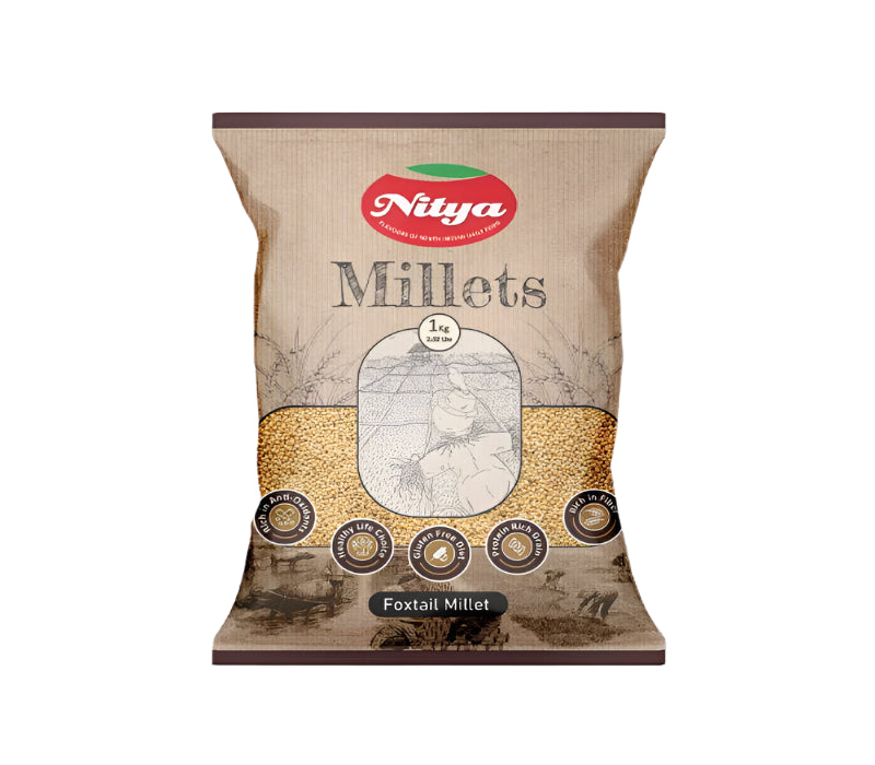 NITYA Thinai (Foxtail Millet) 1kg – Gluten-Free Kangni Grain for Diabetic-Friendly Indian Cooking