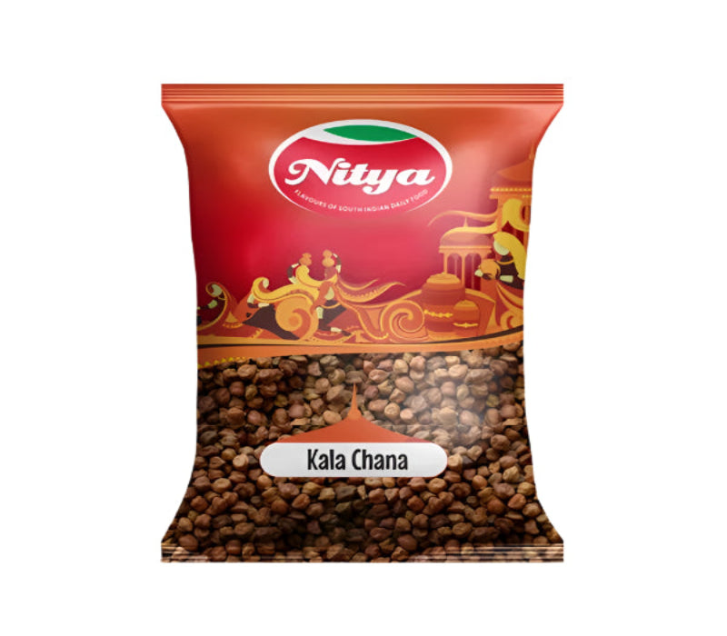 Nitya kala chana 500g pack – protein-rich black chickpeas for Indian curries, salads, and snacks