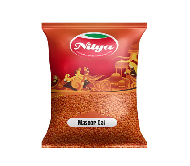 Nitya masoor dal 1kg pack – red lentils rich in protein, perfect for Indian dals, soups, and curries