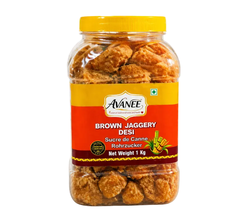 AVANEE Natural Brown Jaggery 1 KG Jar package