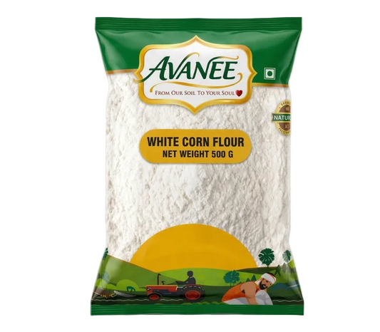 AVANEE Pure White Corn Flour 500 G White Makki Ka Atta package
