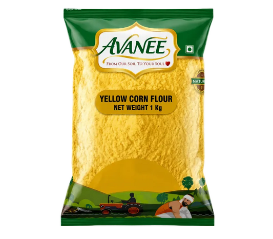 AVANEE Pure Yellow Corn Flour 1 KG Yellow Makki Ka Atta package