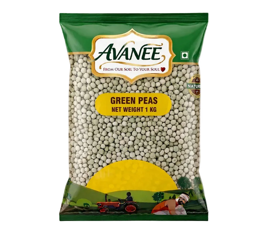 AVANEE Premium Green Peas 1 KG Dry Green Vatana Matar package