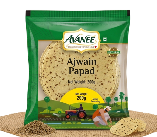 AVANEE Khichiya Rice Papad Ajwain 200g pack of traditional carom seeds chawal papad