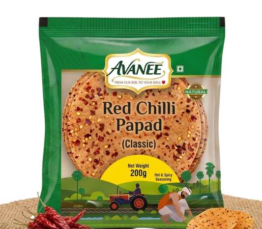AVANEE Khichiya Rice Papad Red Chilli 200g pack of spicy red chilli chawal papad