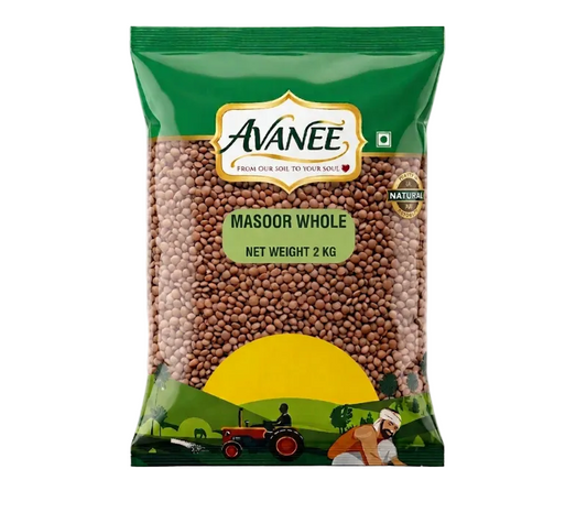 AVANEE Premium Masoor Whole 2 KG Sabut Masoor Dal family pack package