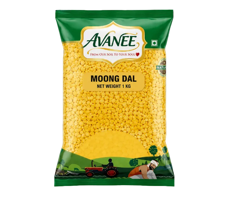 AVANEE Premium Moong Dal Yellow 1 KG Yellow Split Mung Beans package