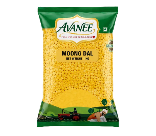 AVANEE Premium Moong Dal Yellow 1 KG Yellow Split Mung Beans package