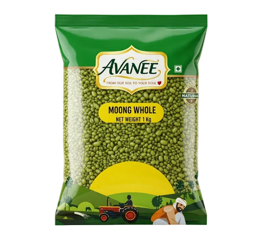 AVANEE Premium Moong Whole 1 KG Whole Green Mung Beans package