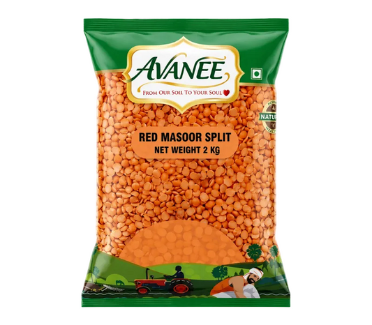 AVANEE Premium Masoor Dal Split 2 KG Red Split Lentils family pack package