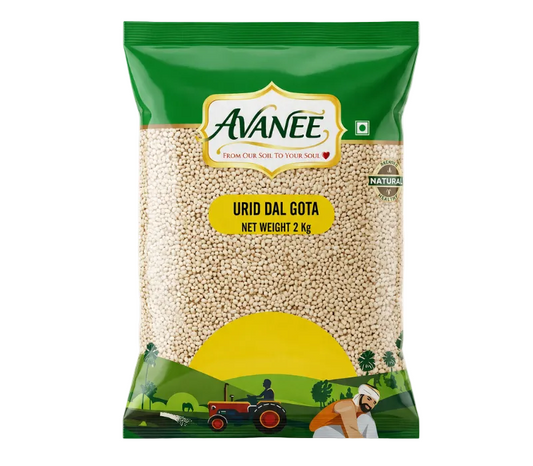 AVANEE Premium Urid Dal Gota White 2 KG Whole Skinless Urad family pack package