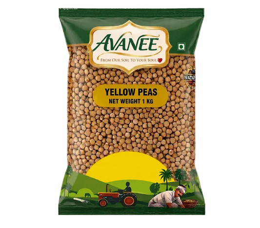 AVANEE Premium Yellow Peas 1 KG Dry Safed Vatana Yellow Matar package