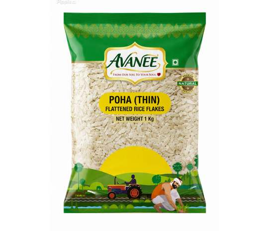 AVANEE Thin Poha 1 kg | Premium Paper Flattened Rice / Thin Aval