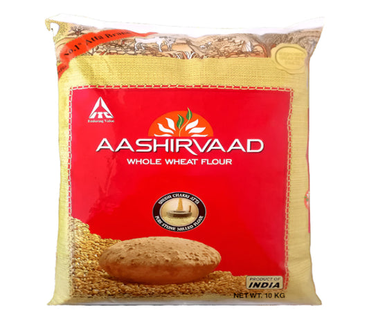 AASHIRVAAD Whole Wheat Atta 10kg pack – Premium chakki ground flour for soft rotis, rich in fiber and 100% natural