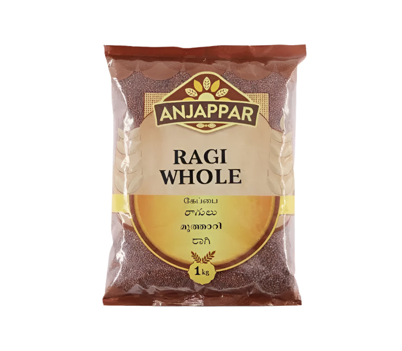 Anjappar Ragi Whole 1kg – Finger Millet for Fresh Ragi Flour, Porridge, and Indian Recipes | AnuHita Groceries