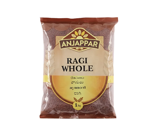 Anjappar Ragi Whole 1kg – Finger Millet for Fresh Ragi Flour, Porridge, and Indian Recipes | AnuHita Groceries