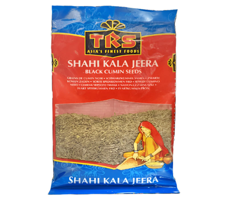 TRS Kala Jeera 50g pack – aromatic black cumin seeds for enhancing flavor in Indian curries and rice dishes
