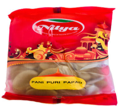 Nitya pani puri papad – crispy and thin papads perfect for making pani puri, a popular Indian street food snack with spicy water and fillings