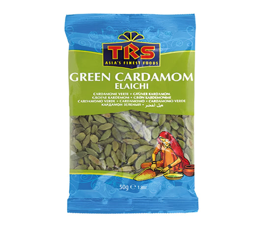 TRS Green Cardamom (Elaichi) 50g – Whole aromatic pods for chai, biryani, and Indian sweets