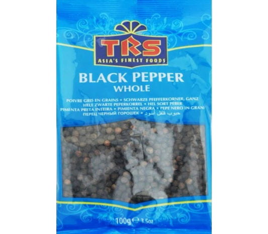 TRS Black Pepper Whole 100g pack – premium Indian spice